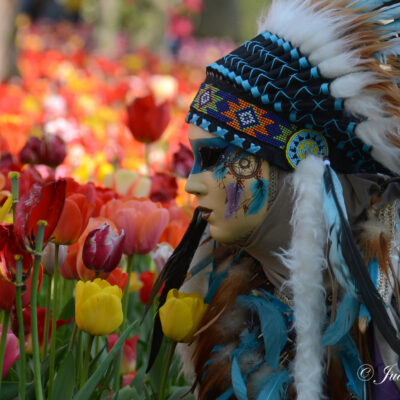 Parade Venetiaanse kostuums op Floralia Brussels