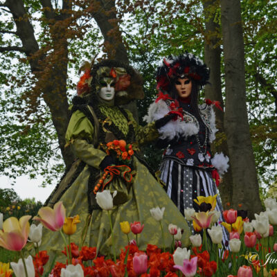 Parade Venetiaanse kostuums op Floralia Brussels